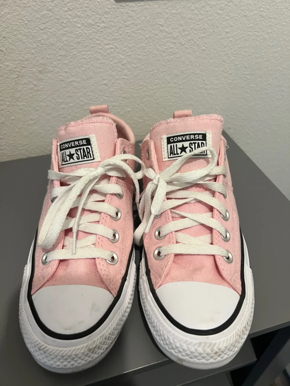 Converse Low Top Canvas Sneakers in Pink and White - Picture 3 of 5